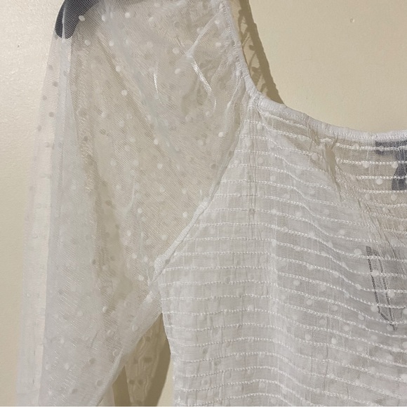 Lot of 3 U2B Urban Basic Polka Dot Sheer Long Sleeve Cropped Top Size L - Picture 12 of 15